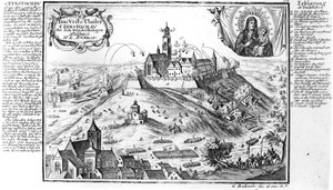 El monasterio de Jasna Gora, Czestochowa, bajo asedio por fuerzas suecas en 1655 de Gabriel Bodenehr